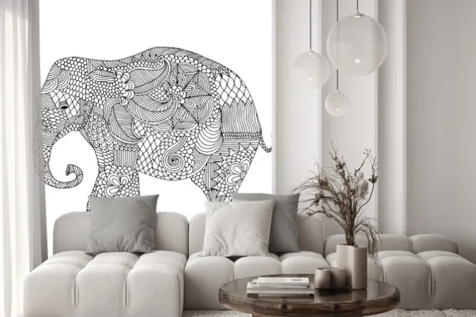 Naklejka: Słoń z kwiatowej dekoracji