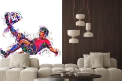 Naklejka: Soccer player colorful kicks / art