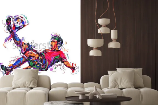 Naklejka: Soccer player colorful kicks / art