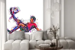 Naklejka: Soccer player colorful kicks / art