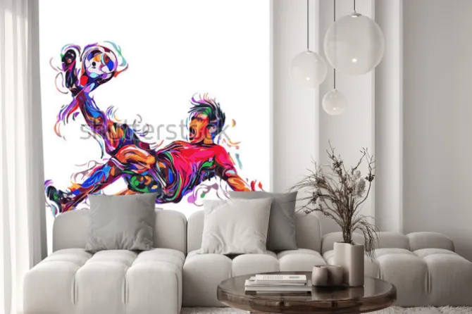 Naklejka: Soccer player colorful kicks / art