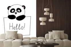 Naklejka: Słodkie panda kreskówki samodzielnie na białym tle