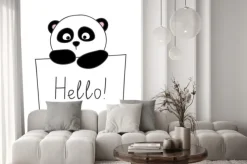 Naklejka: Słodkie panda kreskówki samodzielnie na białym tle