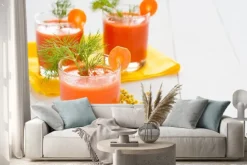 Naklejka: Sok z marchwi w okularach i mimozy branży