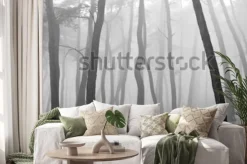 Naklejka: Sosna widziana przez mgłę