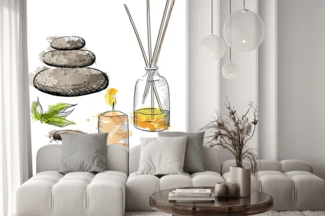 Naklejka: Spa set. sól kamienna niezbędny jacuzzi oil