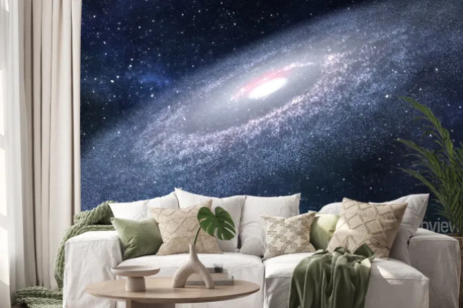 Naklejka: Spiralna galaktyka w kosmosie