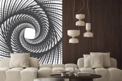 Naklejka: Spiralna wir abstrakcyjne tło czarne i białe