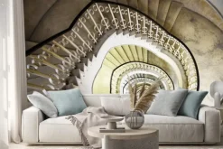 Naklejka: Spiralne schody we wnętrzu wysokiego budynku