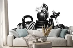 Naklejka: Sprzęt dla kulturystyki zebrane w kupie sport