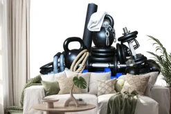 Naklejka: Sprzęt dla kulturystyki zebrane w kupie sport