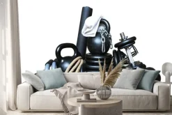 Naklejka: Sprzęt dla kulturystyki zebrane w kupie sport