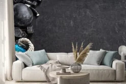 Naklejka: Sprzęt sportowy na czarnym tle. widok z góry. motywacja