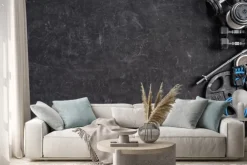 Naklejka: Sprzęt sportowy na czarnym tle. widok z góry. motywacja