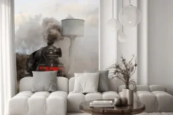 Naklejka: Stara lokomotywa wypuszczająca dym