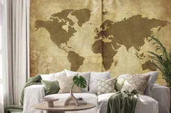 Naklejka: Stara mapa świata pergamin