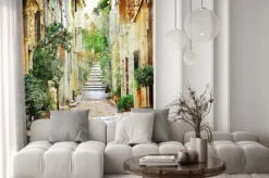 Naklejka: Stara uliczka pełna zieleni