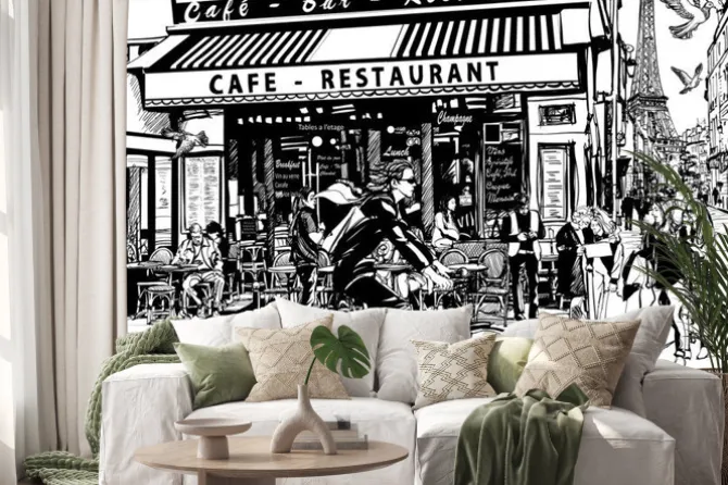 Naklejka: Stare kawiarnia w paryżu