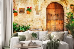 Naklejka: Stare klasyczne drzwi domu na majorce