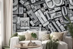 Naklejka: Stare metalowe czcionki drukarskie