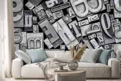 Naklejka: Stare metalowe czcionki drukarskie