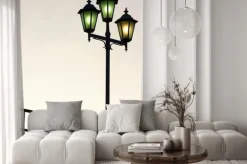 Naklejka: Stare ulicy latarni przed zmierzchu tle