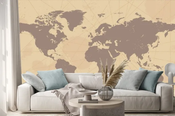 Naklejka: Stare vintage mapa świata