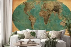 Naklejka: Starodawna mapa świata na papierze