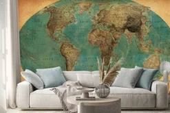 Naklejka: Starodawna mapa świata na papierze