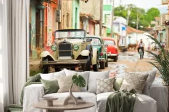 Naklejka: Stary cabrio samochód na ulicy w trinidad, kuba