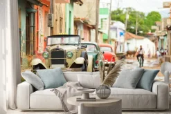 Naklejka: Stary cabrio samochód na ulicy w trinidad, kuba