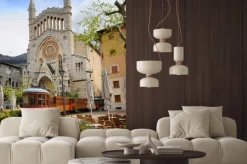 Naklejka: Stary tramwaj w przedniej części katedry w soller, majorka, hiszpania