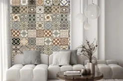 Naklejka: Starzy ścienni ceramicznych płytek wzory handcraft od thailand