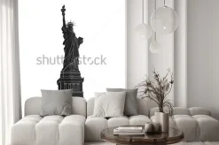 Naklejka: Statua wolności. nowy jork. amerykański symbol. płaska sylwetka