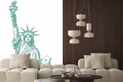 Naklejka: Statue of liberty engraving style illustration. engraved style