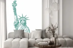 Naklejka: Statue of liberty engraving style illustration. engraved style