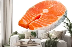 Naklejka: Stek z łososia na białym tle