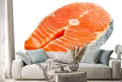 Naklejka: Stek z łososia na białym tle