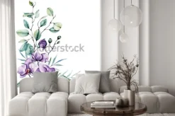 Naklejka: Storczyk w kompozycji z tropikalnymi liśćmi