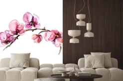 Naklejka: Storczyki w odcieniach różu i fioletu w stylu akwareli