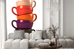 Naklejka: Stos filiżanki kawy wyizolowanych na białym tle