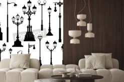 Naklejka: Street lamp set. street lights retro collection.