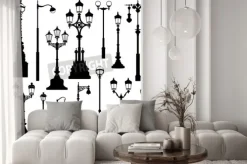 Naklejka: Street lamp set. street lights retro collection.