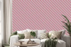 Naklejka: Streifenmuster różowy szary
