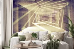 Naklejka: Streszczenie beton 3d wnętrze z perspektywy wiązek światła