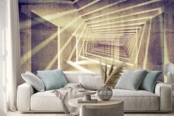 Naklejka: Streszczenie beton 3d wnętrze z perspektywy wiązek światła