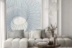 Naklejka: Streszczenie cyfrowych ilustracji 3d z czarną ramą spirali drutu