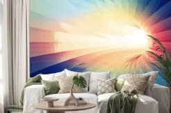 Naklejka: Streszczenie cyfrowych tle. kolorowe wygięty tunel