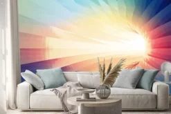 Naklejka: Streszczenie cyfrowych tle. kolorowe wygięty tunel