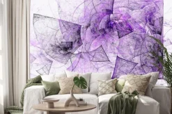 Naklejka: Streszczenie fractal design. fioletowy kwadrat na białym tle.